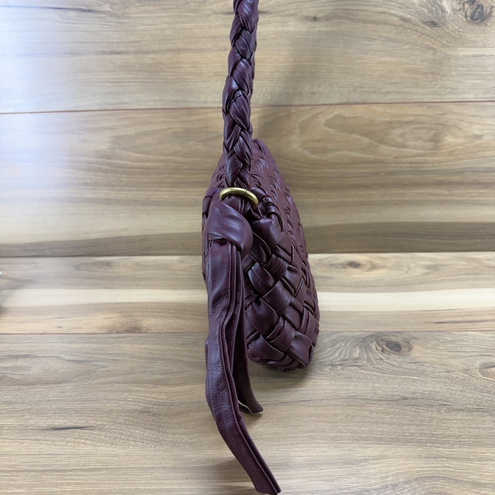 Walter Baker Halston Flap Shoulder Bag Woven Leather Black Jam $498 Minimalist - Picture 4 of 8